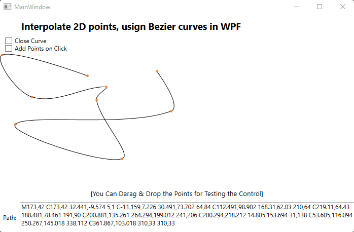 Interpolate 2D Points Using Bezier Curves in WPF (and Javscript)